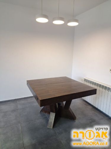 שולחן אוכל מעץ מלא 120*120 נפתח