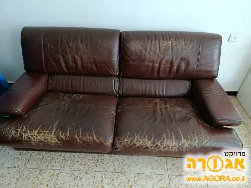 ספה תלת מושבית עור