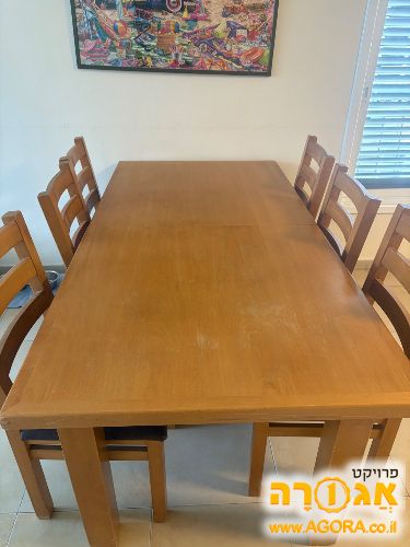 פינת אוכל מעץ + 6 כיסאות