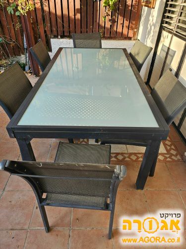 שולחן אוכל לגינה ו6 כיסאות