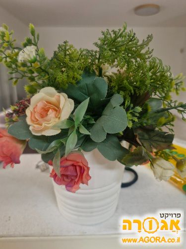 עציץ פרחים צבעוניים מניילון