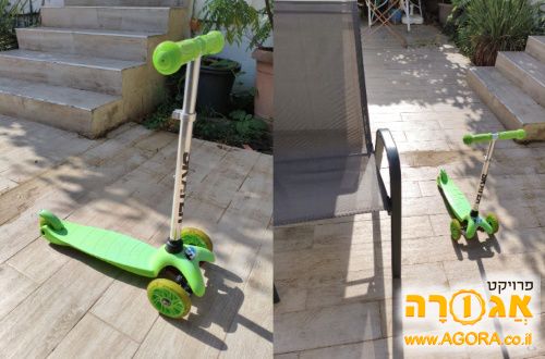 קורקינט 3 גלגלים ירוק לילדים