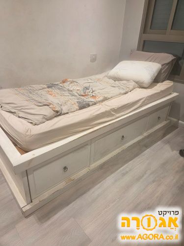 מיטת נוער- עץ מלא האוס אין צבע לבן