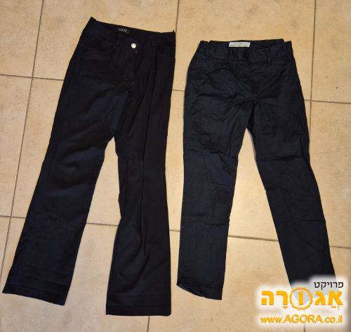 2 מכנסיי בד שחורות מידה xs-36 קטן